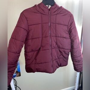 Me Jane burgundy puff jacket with pockets
